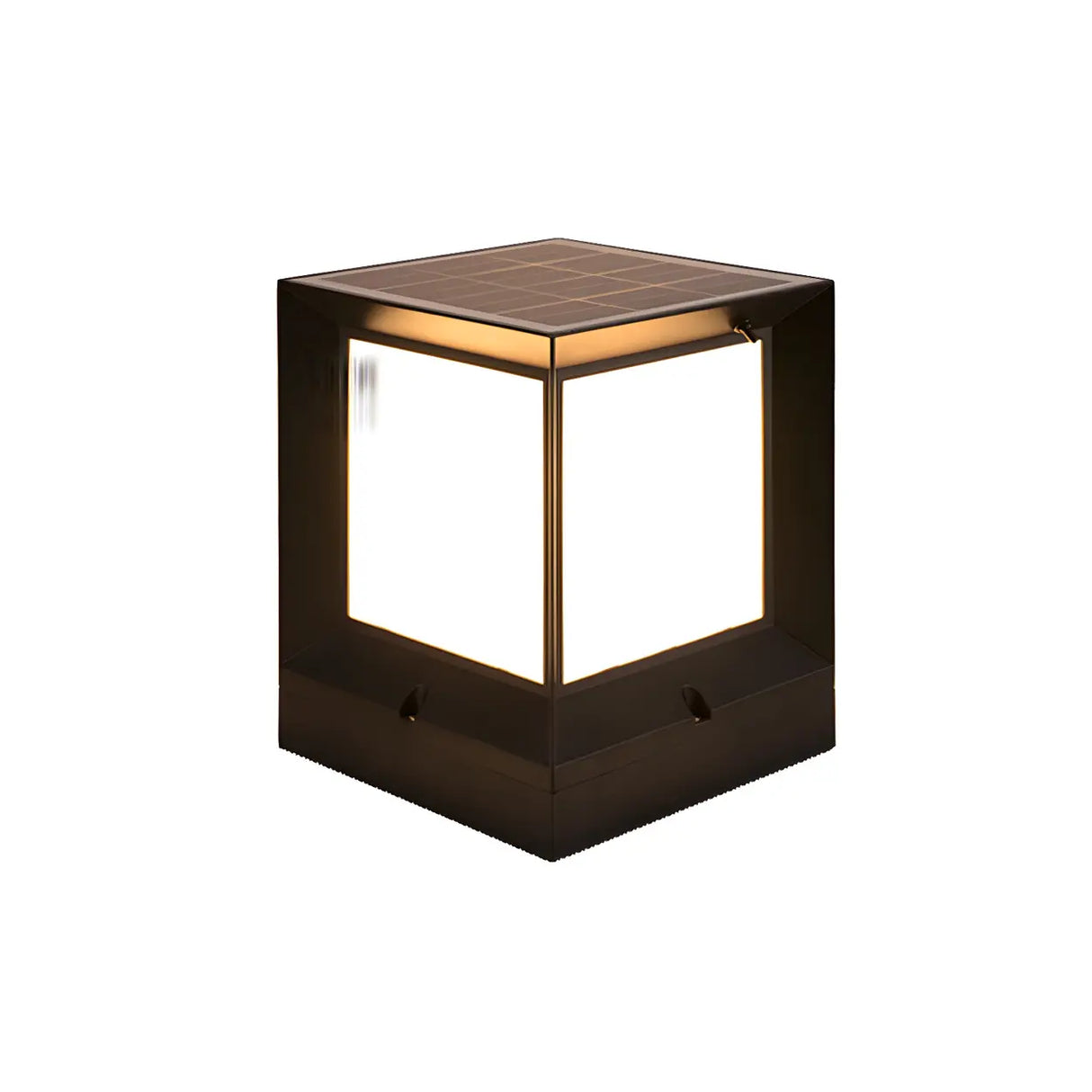 Minimalist Cube Solar Black Metal Outdoor Table Lamp Image - 5