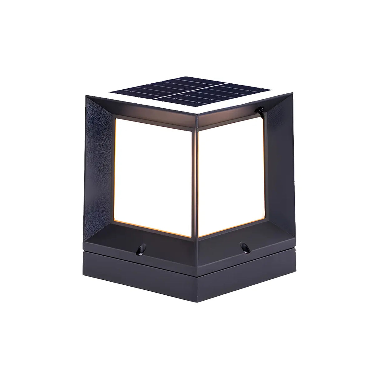 Minimalist Cube Solar Black Metal Outdoor Table Lamp Image - 6