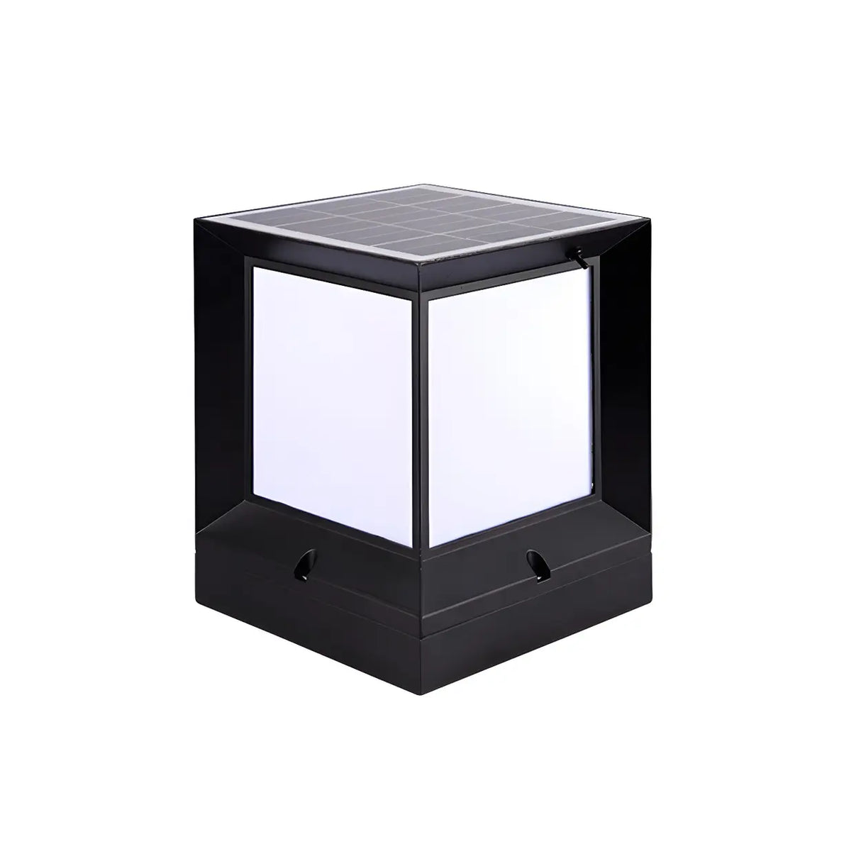 Minimalist Cube Solar Black Metal Outdoor Table Lamp Image - 7