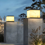 Minimalist Cubic Pillar Outdoor Table Lamp Warm Light Image - 1