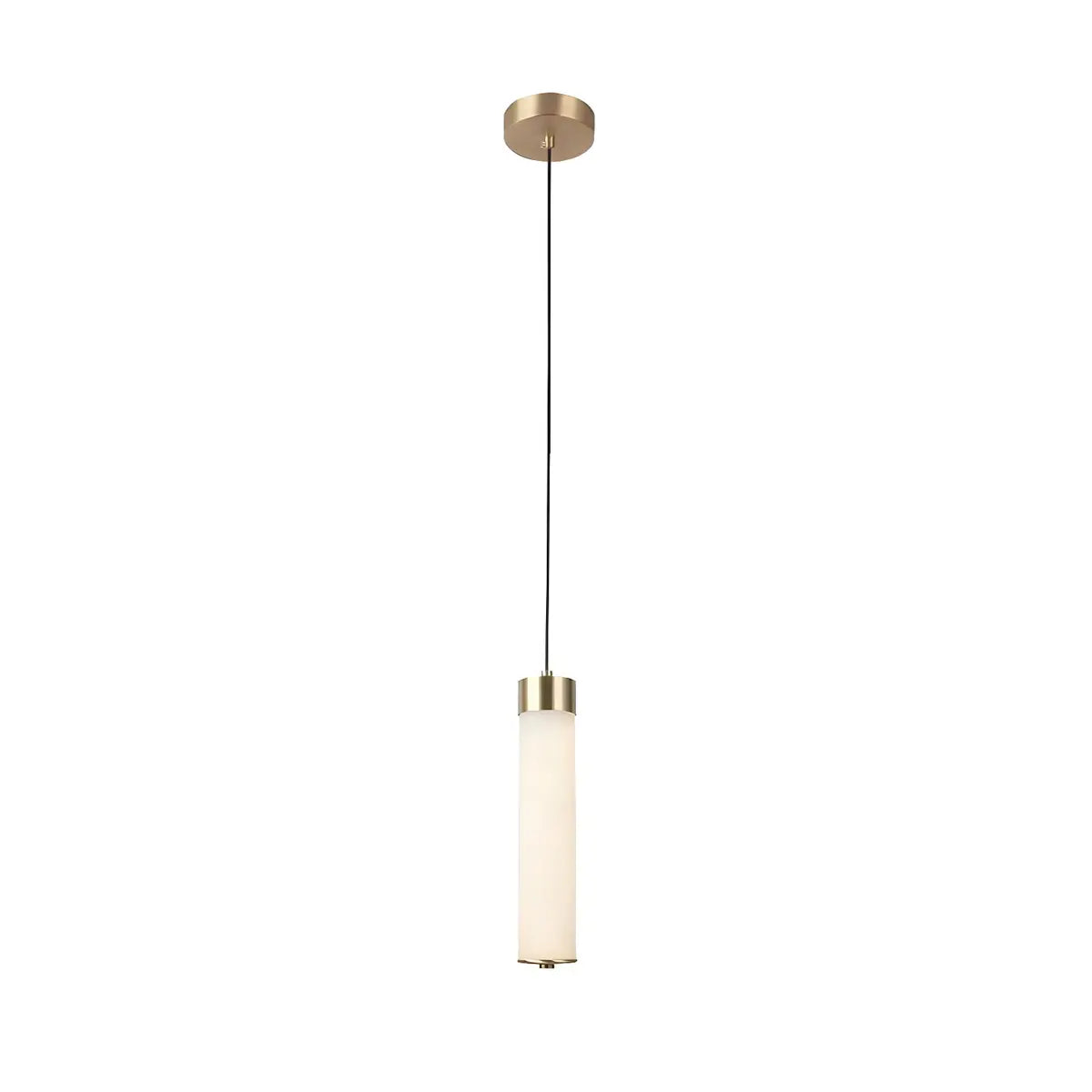 Minimalist Cylinder Bedroom Alabaster White Pendant Light Image - 3