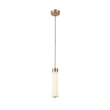 Minimalist Cylinder Bedroom Alabaster White Pendant Light Image - 3