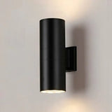 Minimalist Cylinder Black Exterior Up Down Wall Light Image - 3