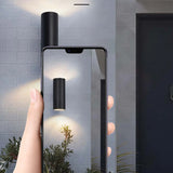 Minimalist Cylinder Black Exterior Up Down Wall Light Image - 6