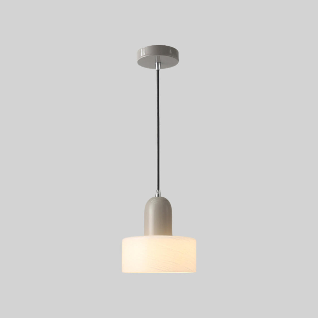 Minimalist Cylinder Matte Frosted Glass Gray Pendant Light Image - 1