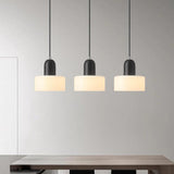 Minimalist Cylinder Matte Frosted Glass Gray Pendant Light Image - 3