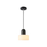 Minimalist Cylinder Matte Frosted Glass Gray Pendant Light Image - 5