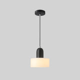 Minimalist Cylinder Matte Frosted Glass Gray Pendant Light Image - 6