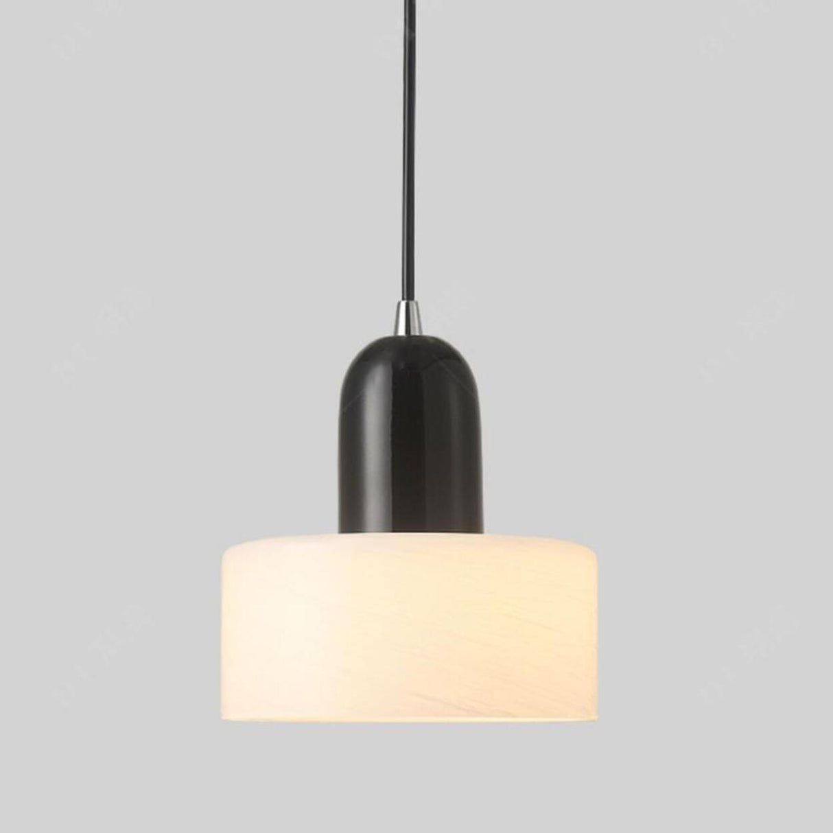 Minimalist Cylinder Matte Frosted Glass Gray Pendant Light Image - 8