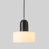 Minimalist Cylinder Matte Frosted Glass Gray Pendant Light Image - 8