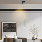 Minimalist Cylinder Metal Living Room Pendant Light Image - 1