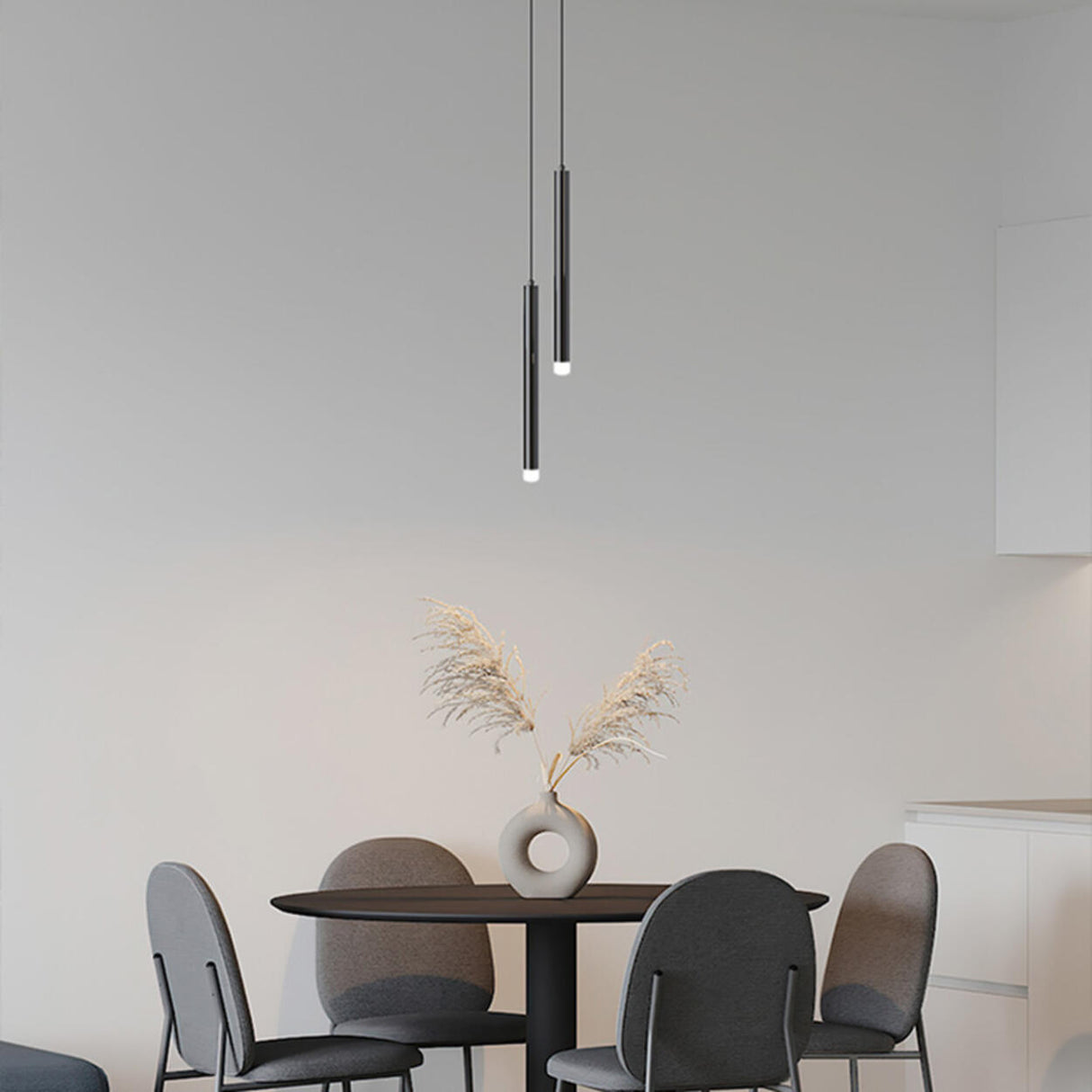 Minimalist Cylinder Metal Living Room Pendant Light Image - 8