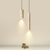 Minimalist Cylinder Stone Bedroom Pendant Light Image - 5