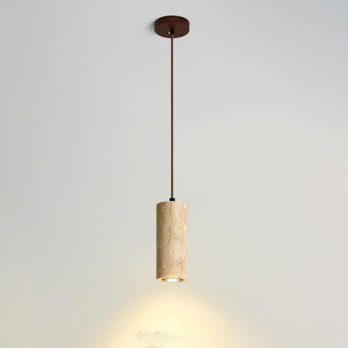 Minimalist Cylinder Stone Bedroom Pendant Light Image - 6