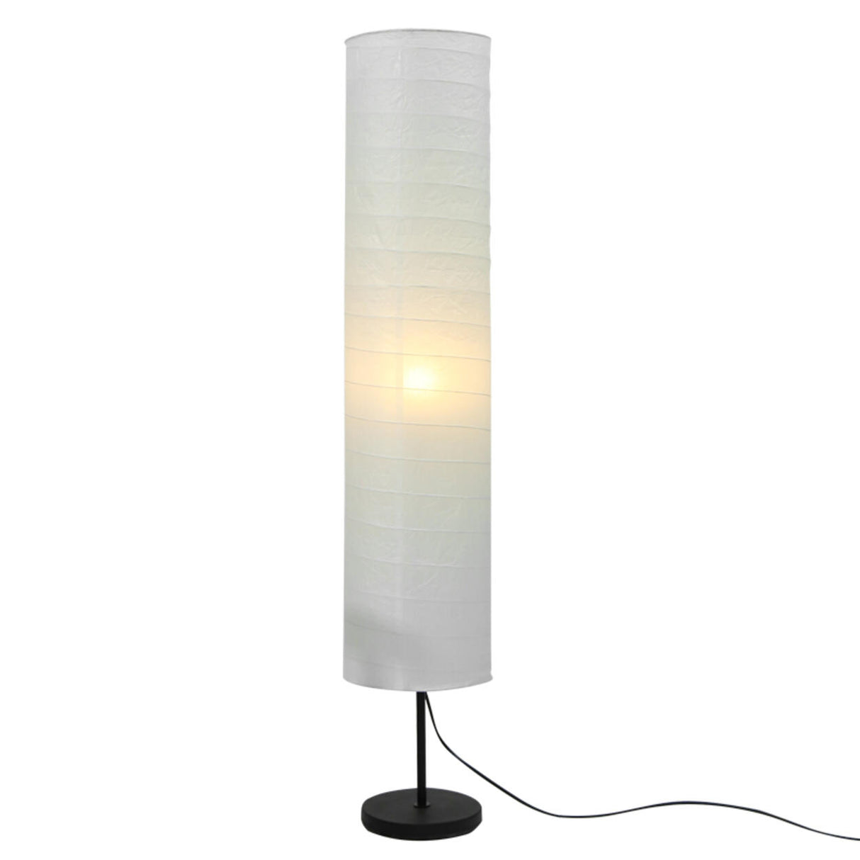 Minimalist Cylindrical Paper White Modern Floor Lamp Image - 2