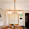 Minimalist Dining Room Glass Rectangle Wooden Chandelier Image - 1