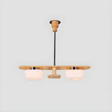 Minimalist Dining Room Glass Rectangle Wooden Chandelier Image - 3