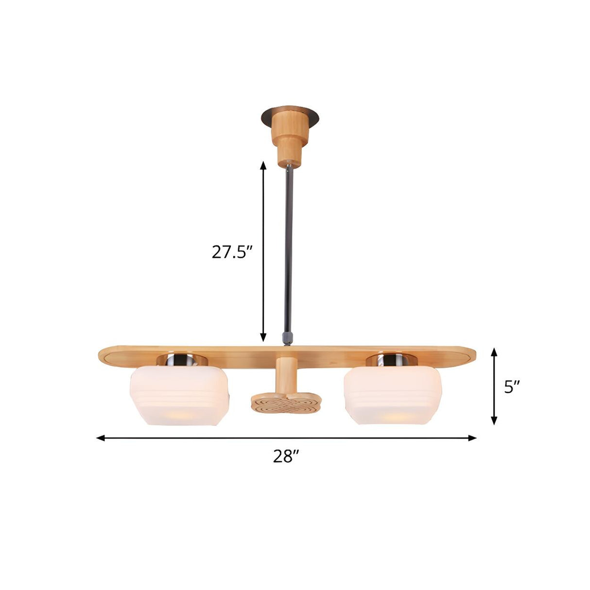 Minimalist Dining Room Glass Rectangle Wooden Chandelier Image - 4