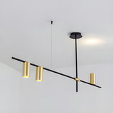 Minimalist Dining Room Gold Cylinder Linear Chandelier Image - 2