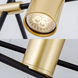 Minimalist Dining Room Gold Cylinder Linear Chandelier Image - 9