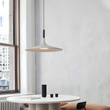 Minimalist Dining Room White Cone Disc Pendant Light Image - 4