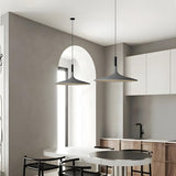 Minimalist Dining Room White Cone Disc Pendant Light Image - 6