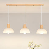 Minimalist Dome 3-Light Wood Island Pendant Light Image - 1