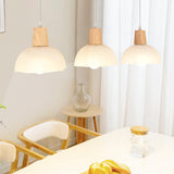 Minimalist Dome 3-Light Wood Island Pendant Light Image - 3