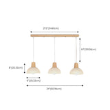 Minimalist Dome 3-Light Wood Island Pendant Light #size