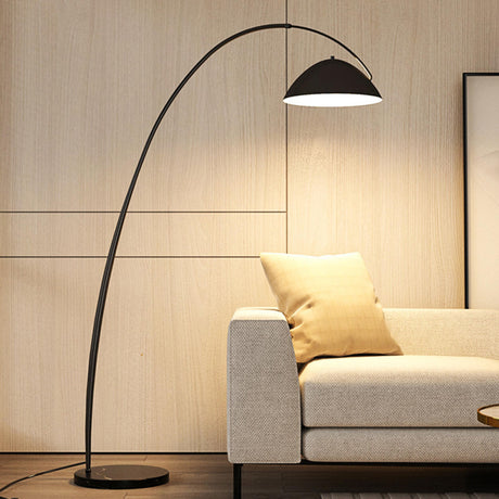 Minimalist Dome Black Arc Adjustable Floor Lamp Image - 1