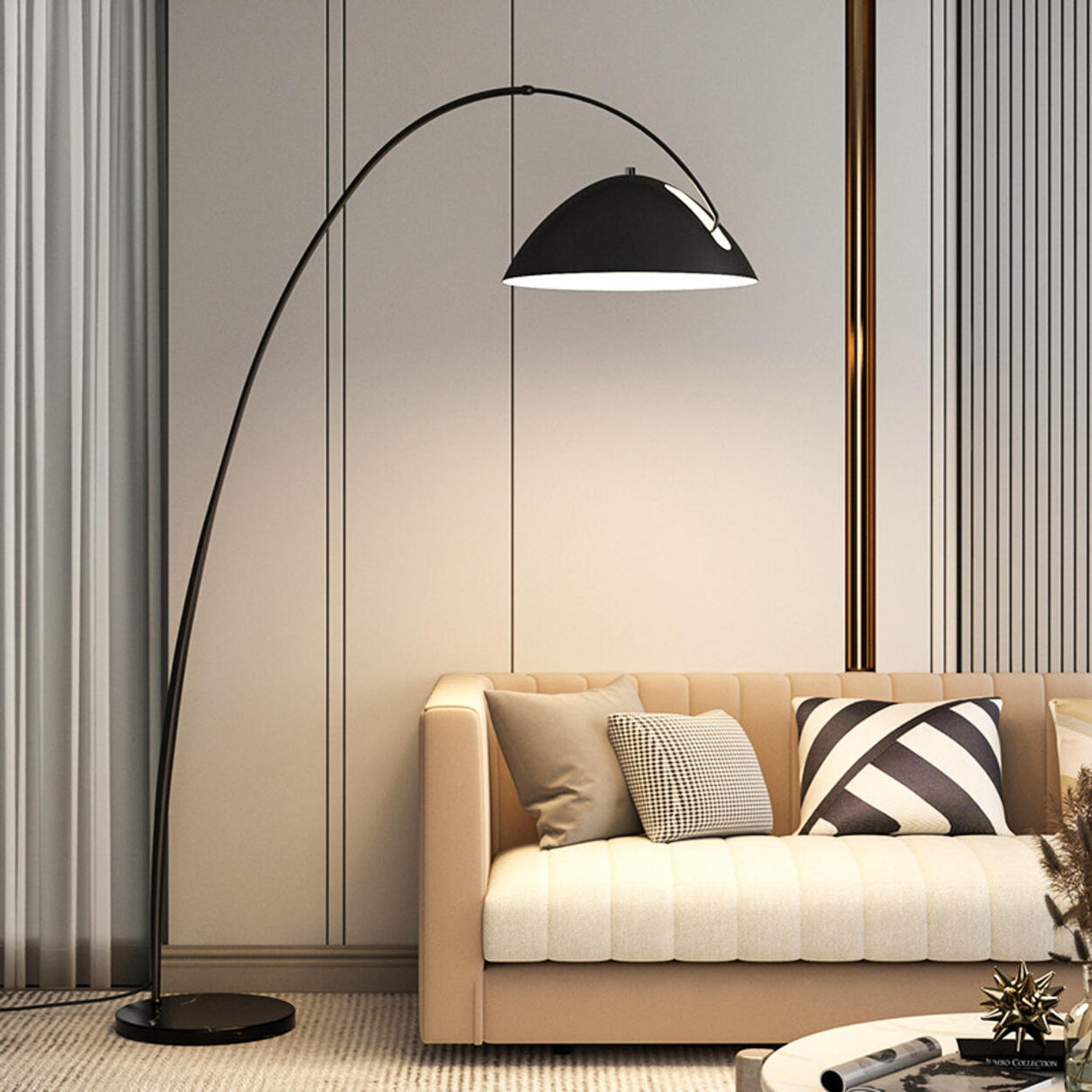 Minimalist Dome Black Arc Adjustable Floor Lamp Image - 12