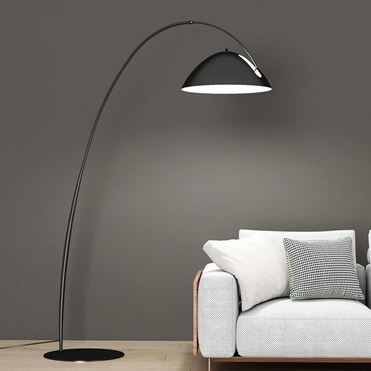 Minimalist Dome Black Arc Adjustable Floor Lamp Image - 13