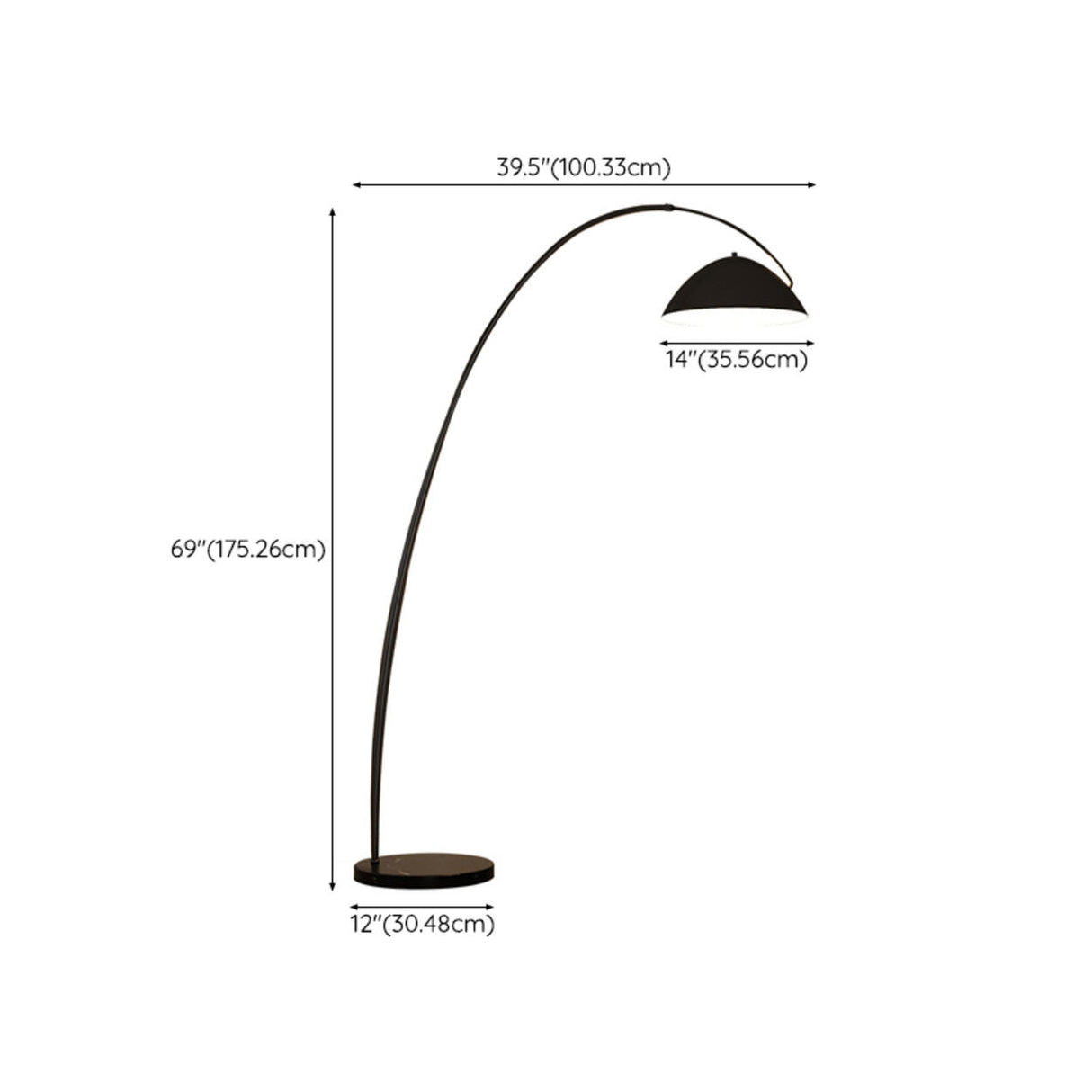 Minimalist Dome Black Arc Adjustable Floor Lamp 