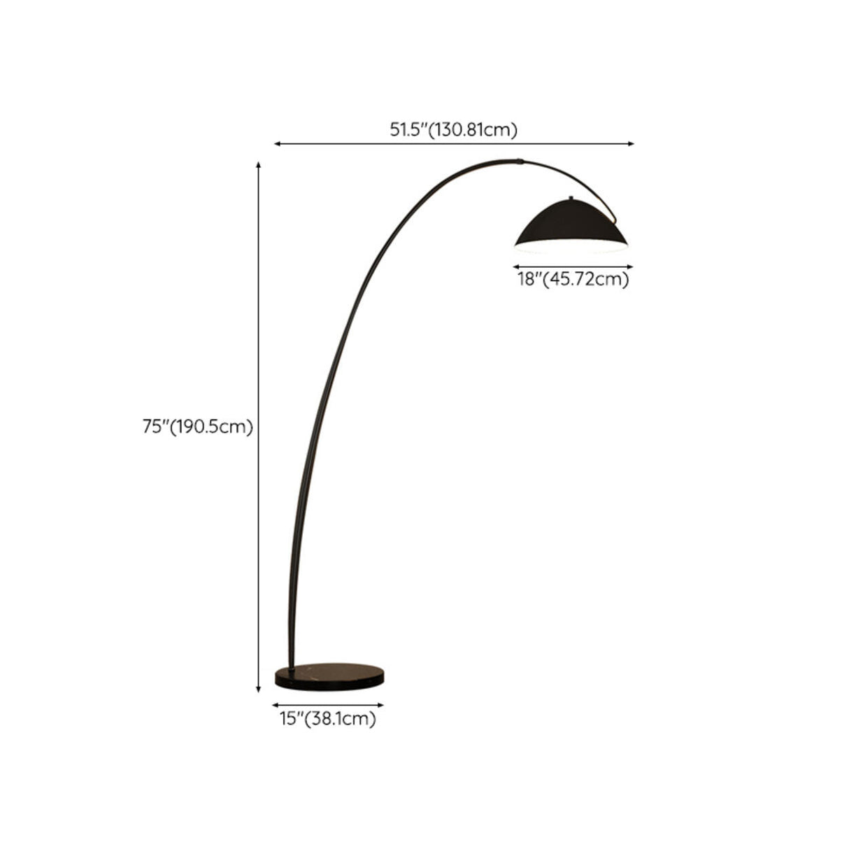 Minimalist Dome Black Arc Adjustable Floor Lamp Image - 15