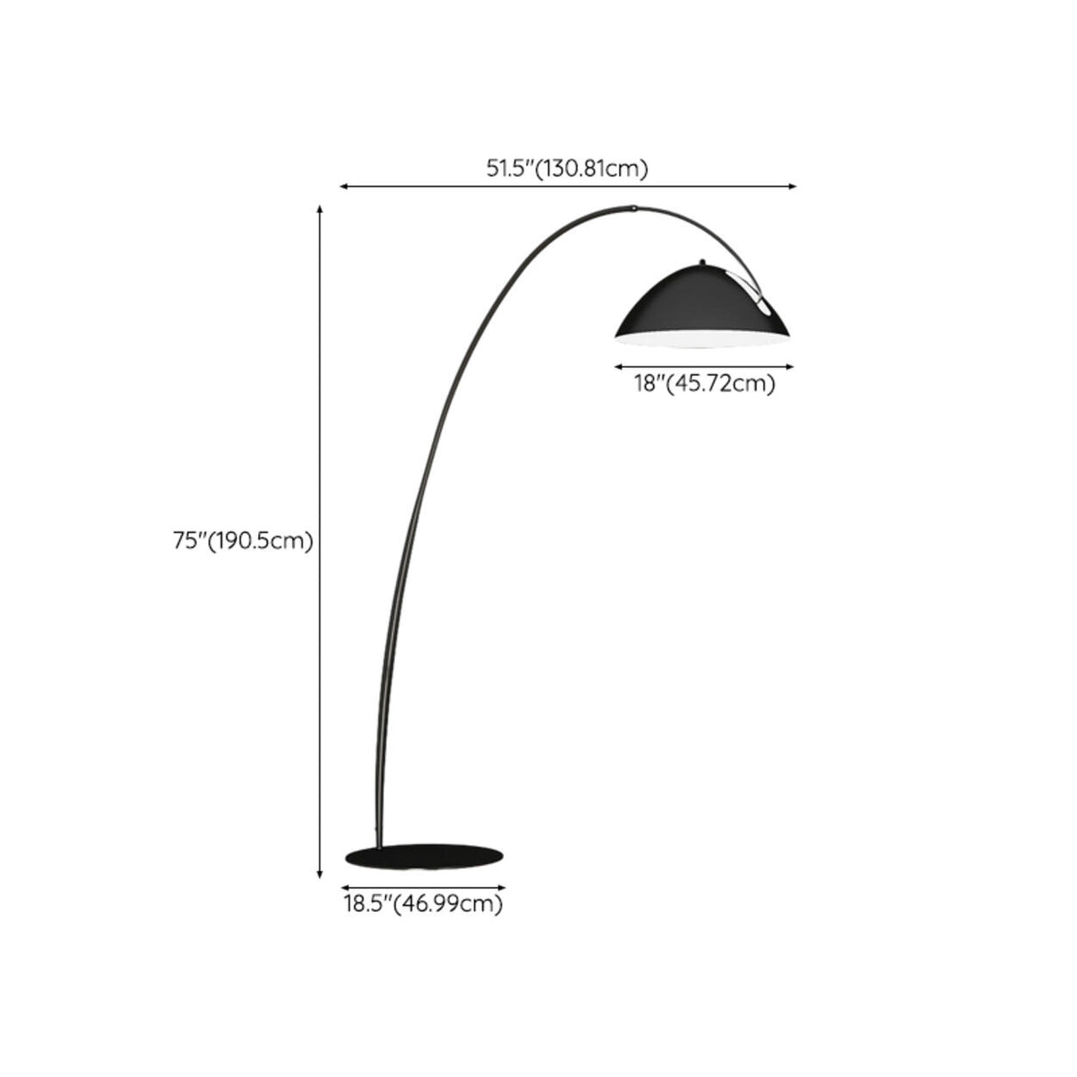 Minimalist Dome Black Arc Adjustable Floor Lamp Image - 17