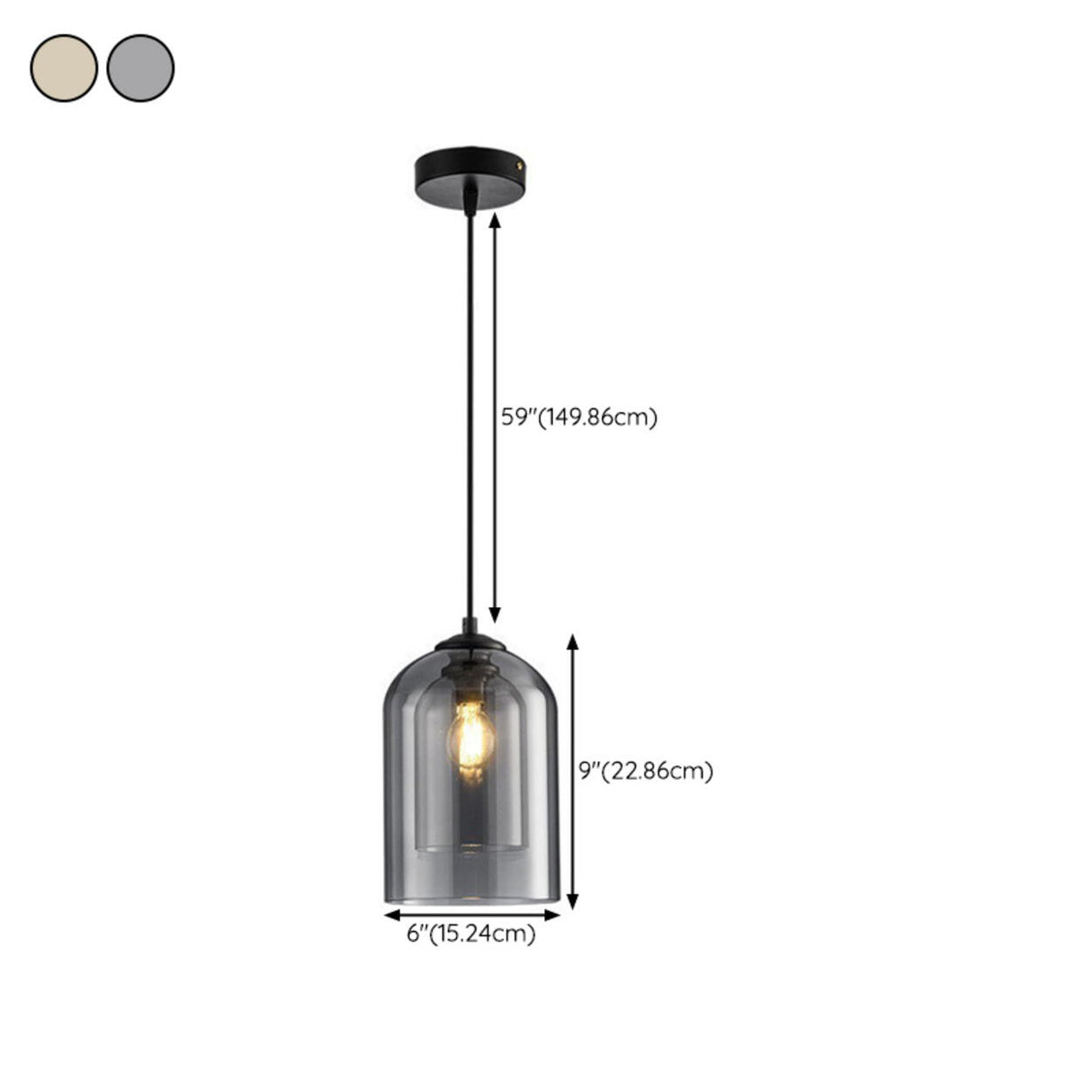 Minimalist Dome Clear Glass Amber Bedroom Pendant Light Image - 20