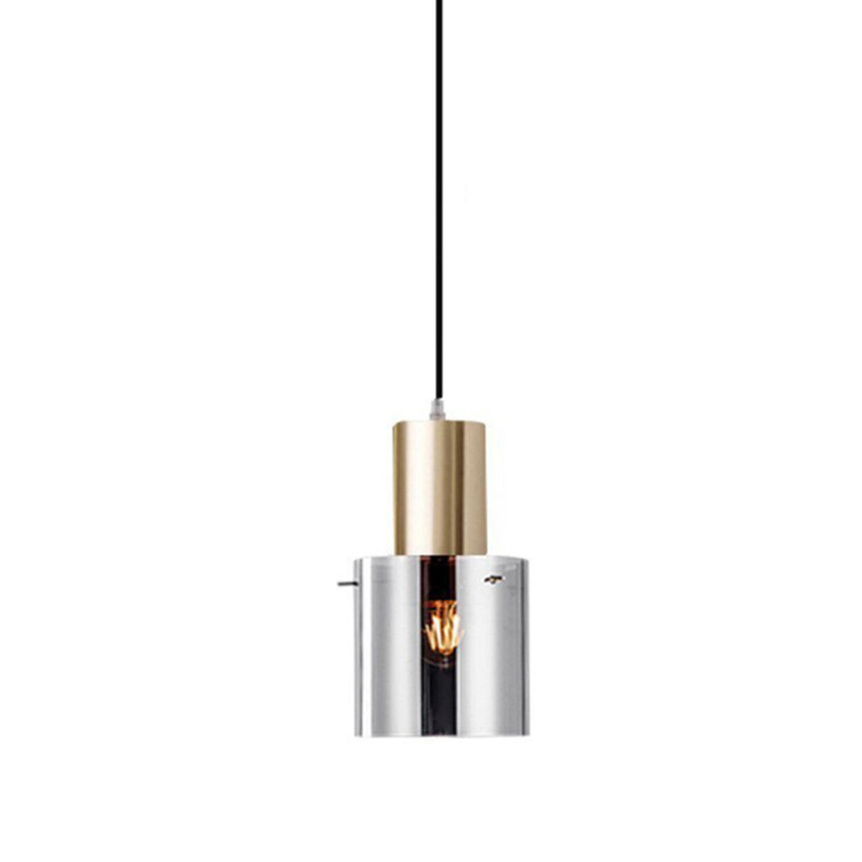 Minimalist Dome Clear Glass Amber Bedroom Pendant Light Image - 3