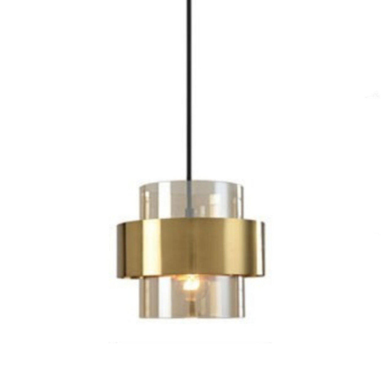 Minimalist Dome Clear Glass Amber Bedroom Pendant Light Image - 7