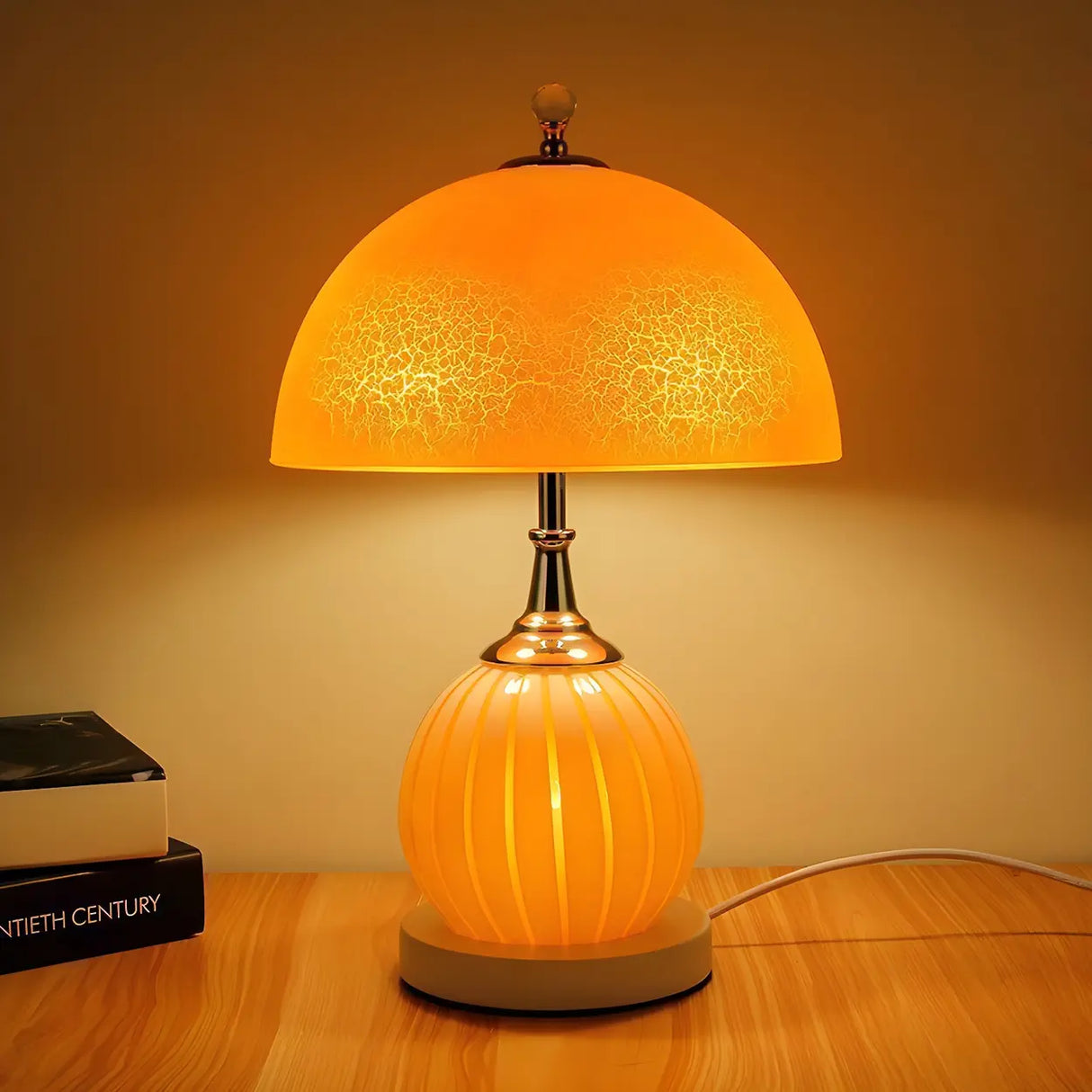 Minimalist Dome Glass Shade Globe Base Table Lamp Image - 11