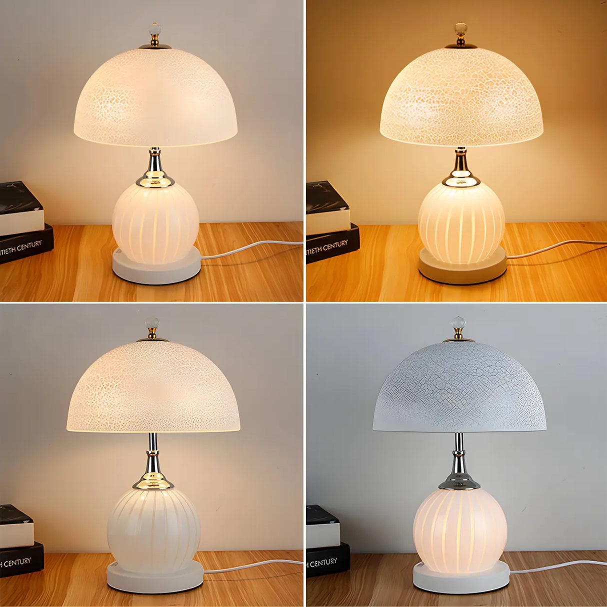 Minimalist Dome Glass Shade Globe Base Table Lamp Image - 15