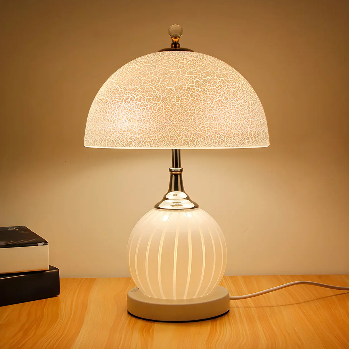 Minimalist Dome Glass Shade Globe Base Table Lamp Image - 5