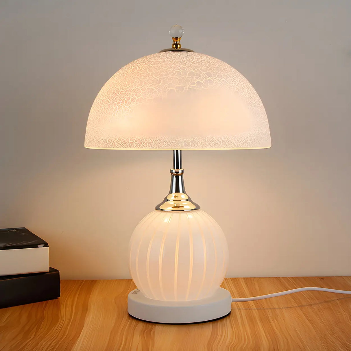 Minimalist Dome Glass Shade Globe Base Table Lamp Image - 6