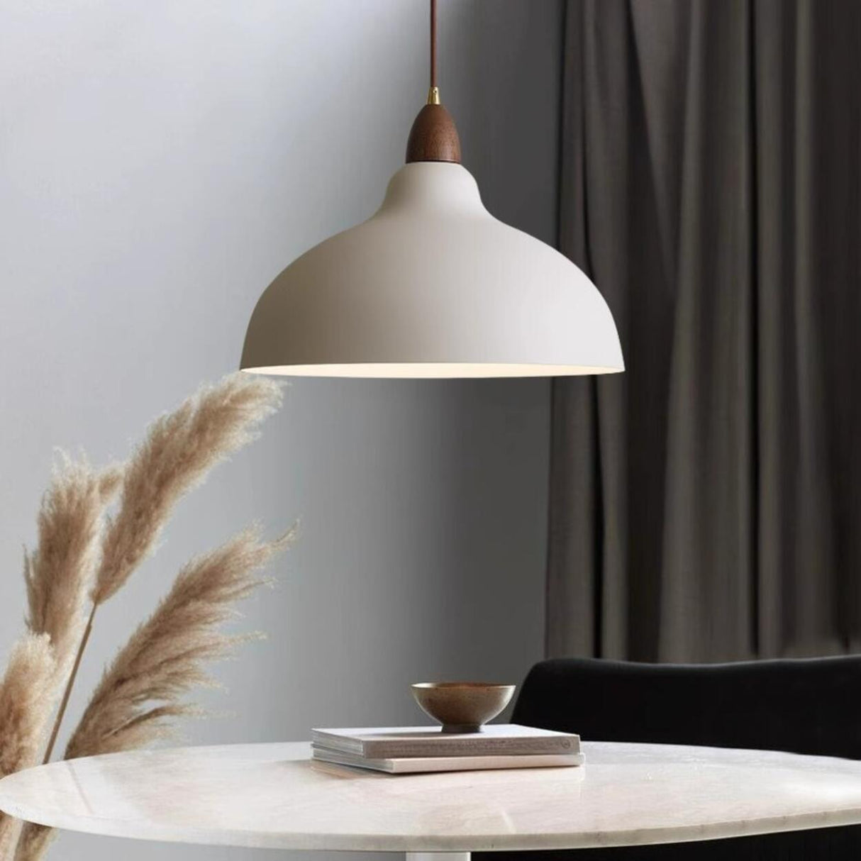 Minimalist Dome Iron White Pendant Light Dining Room Image - 5