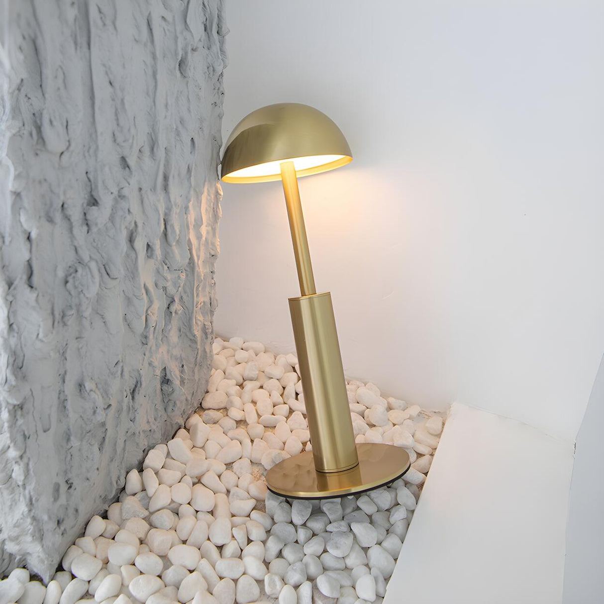 Minimalist Dome Lampshade Gold Metal Modern Table Lamp Image - 3