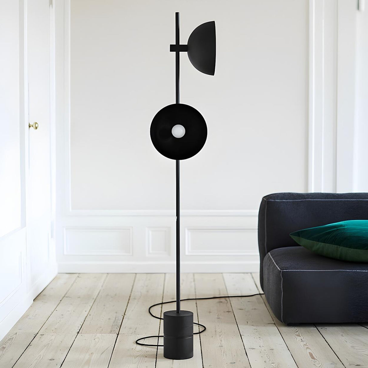 Minimalist Dome Modern LED Black Metal Floor Lamp Image - 1