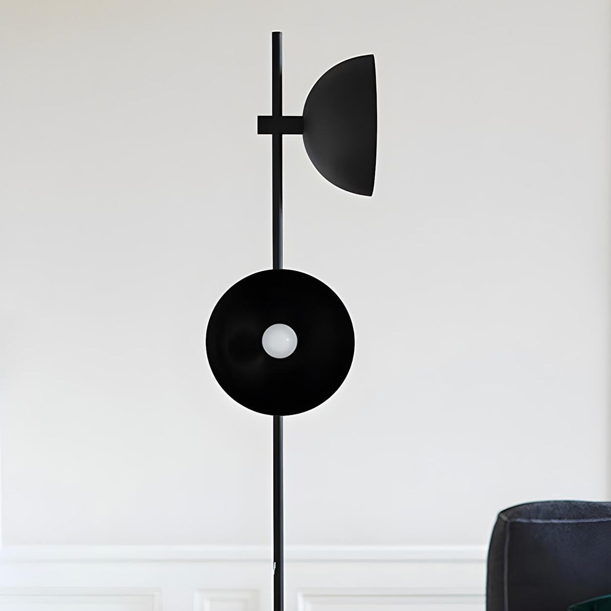 Minimalist Dome Modern LED Black Metal Floor Lamp Image - 4