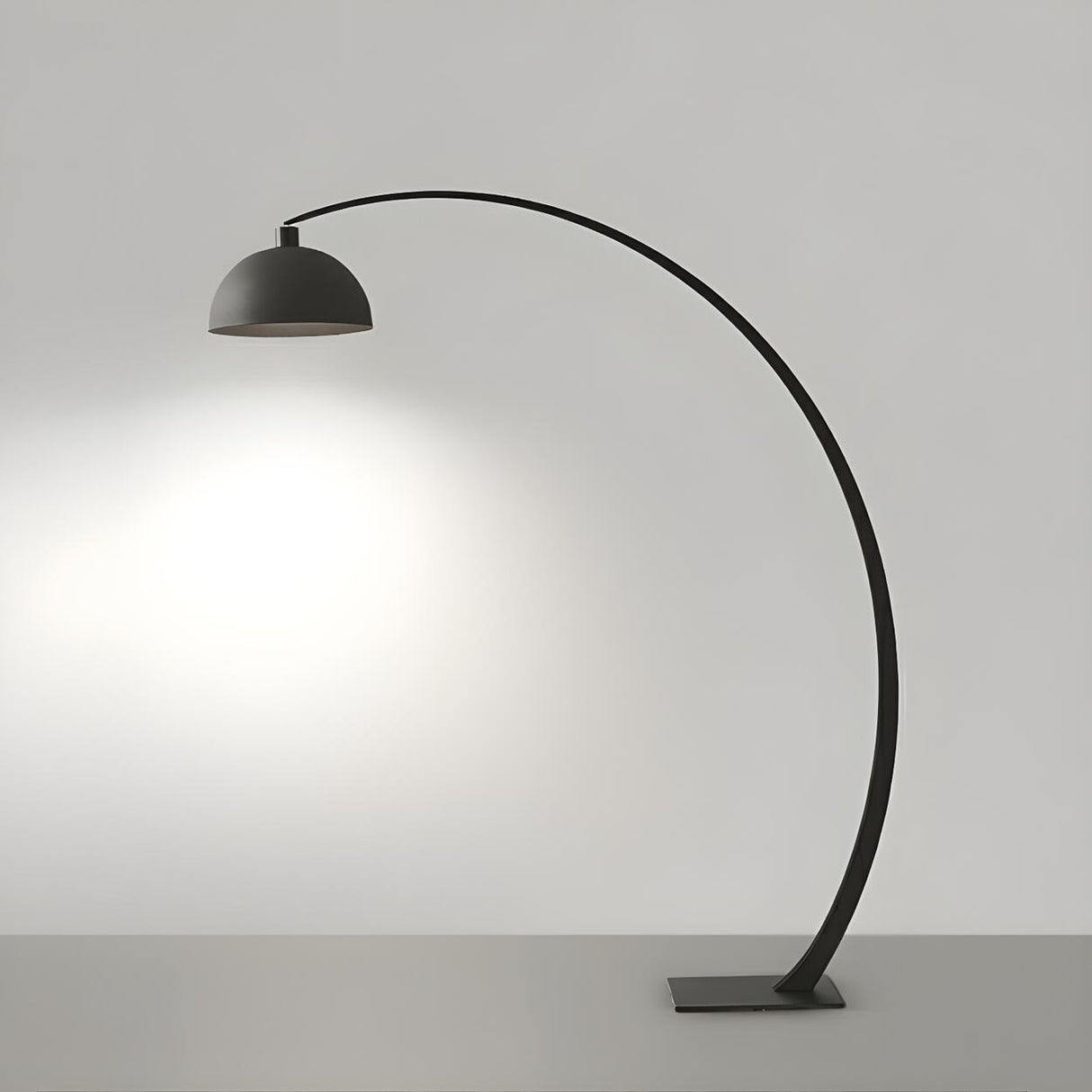 Minimalist Dome Shade White Arched Metal Floor Lamp Image - 11