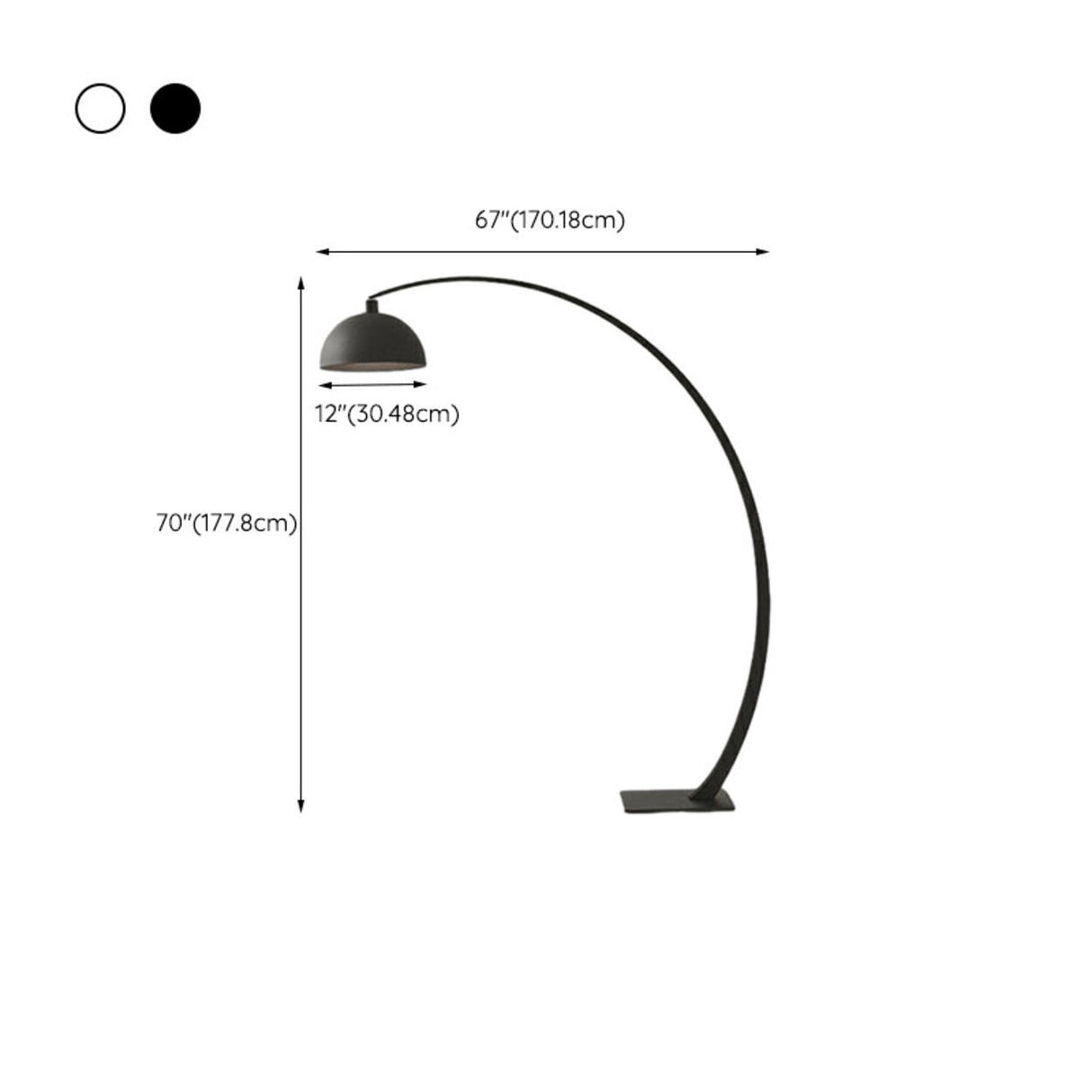 Minimalist Dome Shade White Arched Metal Floor Lamp 