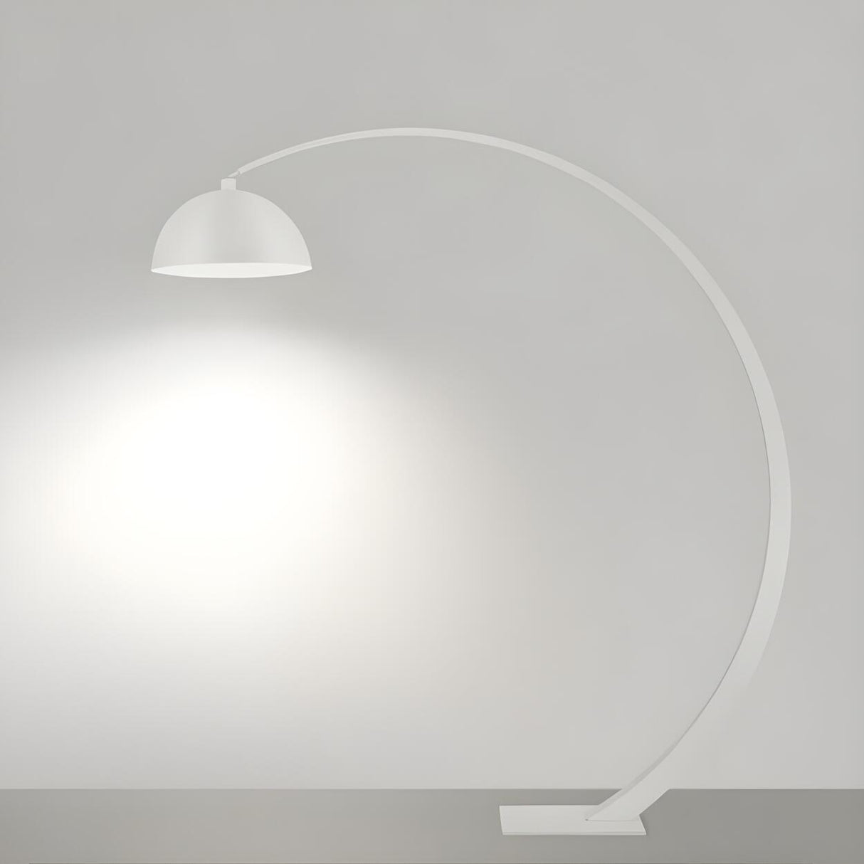 Minimalist Dome Shade White Arched Metal Floor Lamp Image - 5