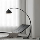 Minimalist Dome Shade White Arched Metal Floor Lamp Image - 6